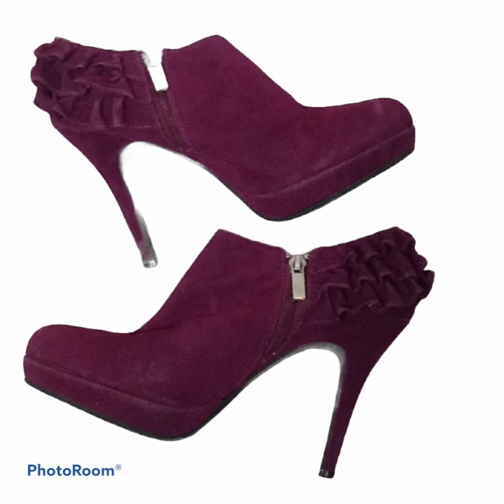 Sexy Purple Plum Suede Ruffle Stiletto‎ High Heels